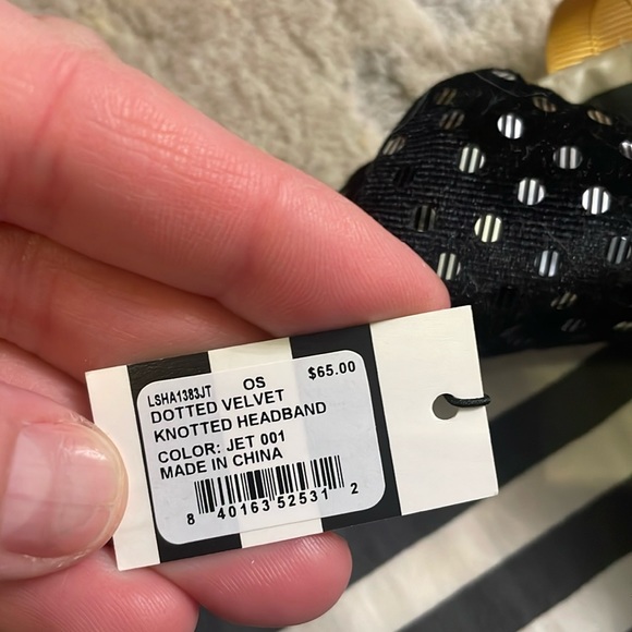 NWT Lele Sadoughi Dotted Velvet Knotted Headband Black - Picture 3 of 6